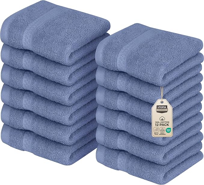 Utopia Towels 12 Pack Premium Wash Cloths Set, 12 by 12 Inches, 100% Cotton by UTOPIATOWELS