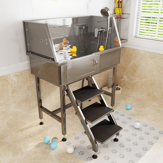Albott 34 in 304 Stainless Steel Dog Washing Station – Professional Pet Bathtub - Image 9
