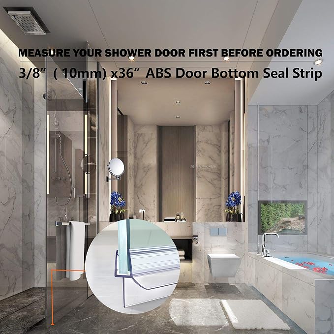 Frameless Ultra Clear Shower Door Bottom Seal 3/8" Thick 36" Long 2 Pack - Image 6