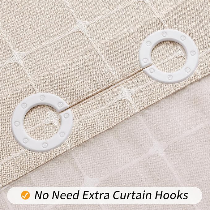 MitoVilla No Hooks Required Farmhouse Shower Curtain - Image 4