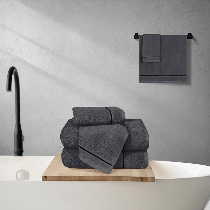MyOwn Ultra Soft 6 Pack Cotton Towel Set, Contains 2 Bath Towels 28x55 inch - Image 4