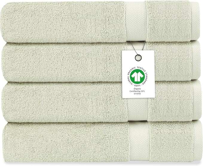 Delara Organic Cotton Luxuriously Plush Bath Towel Pack of 4 | GOTS & OEKO-TEX by Delara