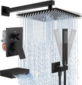 KES Black Shower Faucet Set Complete, 12 Inch Rainfall Shower Head by KES