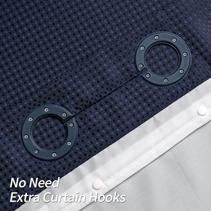 MitoVilla No Hooks Needed Small Stall Shower Curtain Liner Set 36 x 74 - Image 3