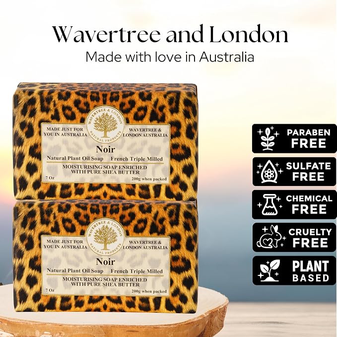 Wavertree & London Noir Scented Natural Soap, 7oz Moisturizing French Triple - Image 2