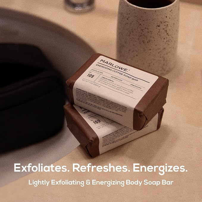 MARLOWE. No. 109 Coffee Bar Soap 7 oz – Exfoliating Body Scrub - Image 2