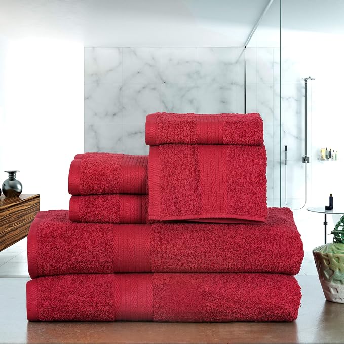 Ample Decor 100% Cotton 6 Piece Bathroom Towels Set, 2 Bath Towels, 2 Hand - Image 2