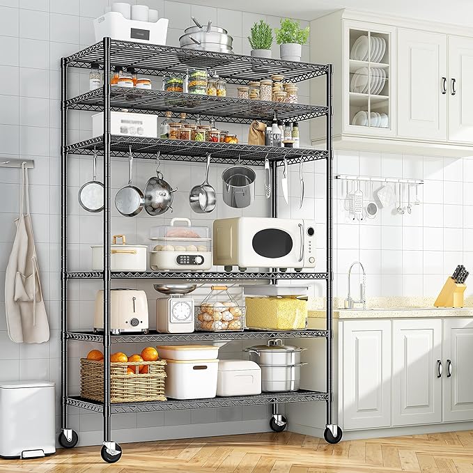 82" H X45 W X18 D Wire Shelving Unit, 6 Tier Adjustable Storage Shelves - Image 2