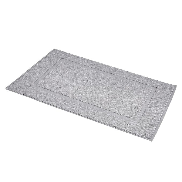 Amazon Basics Banded Bathroom Bath Rug Mat, Powder Gray, 31 inches L x 20 by AmazonBasics