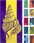 Nova Blue Seashell Beach Towel – Purple & Yellow Travel Beach Towel Made from by NovaBlueBeachAccessories