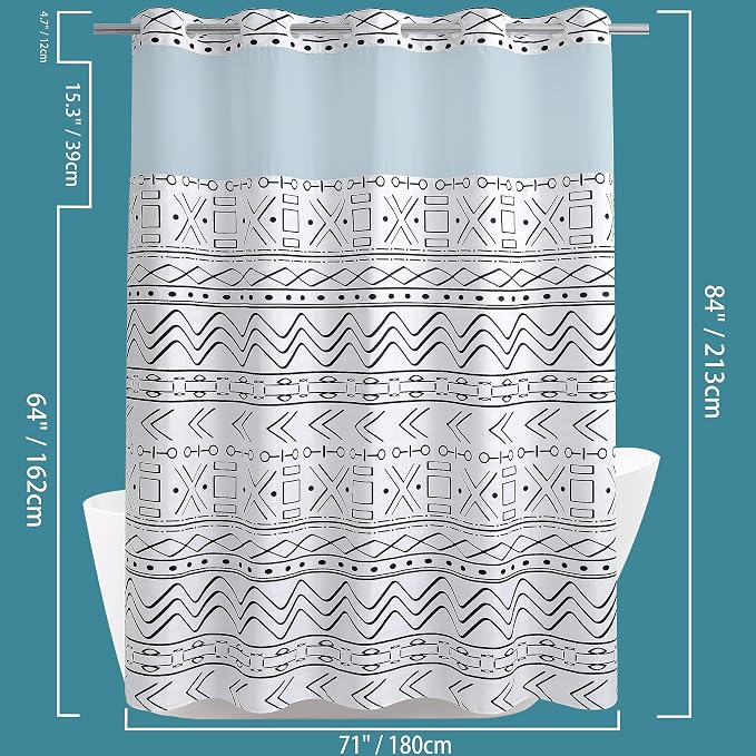 Conbo Mio Extra Long No Hook Boho Shower Curtain - Image 6