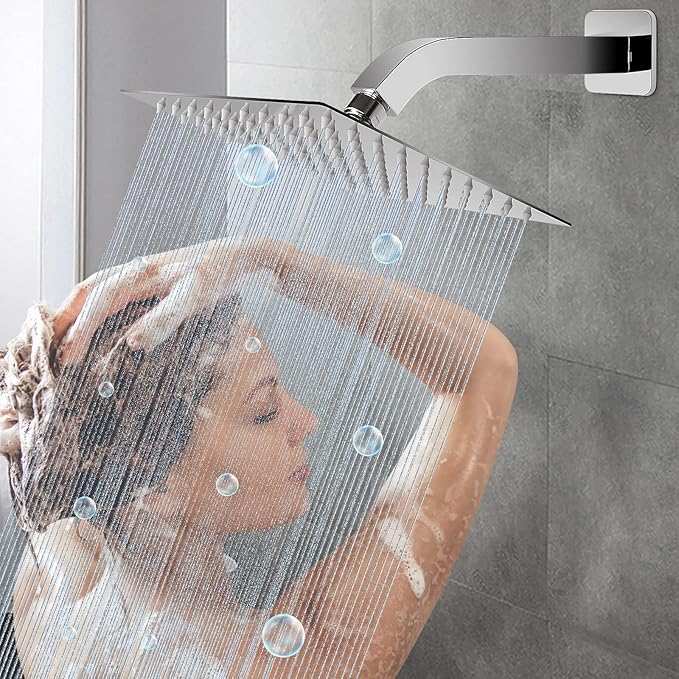HarJue Shower Arm with Flange and Teflon Tape, Wall Mounted Square Shower Pipe - Image 6
