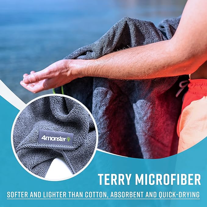 4Monster 4 Pack Microfiber Camping Towel Quick Dry, Super Absorbent Travel Towel - Image 6