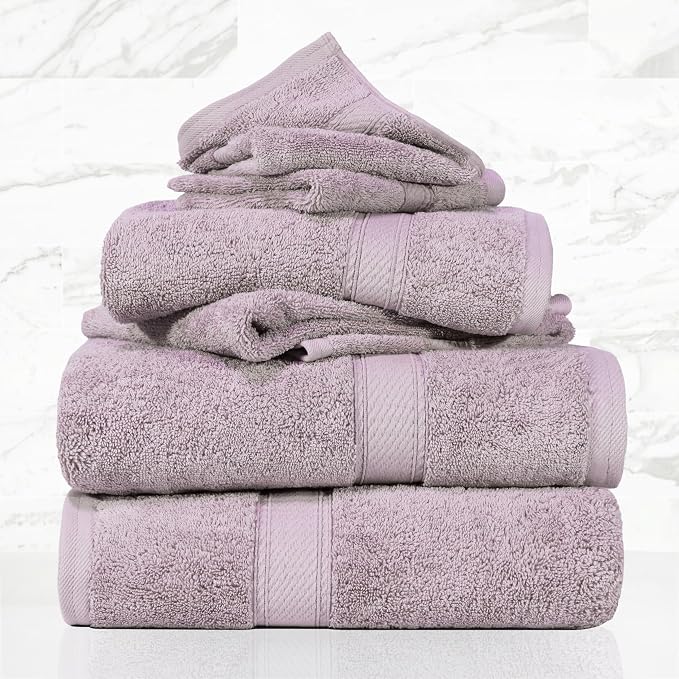 Superior Egyptian Cotton Pile 6 Piece Towel Set, Includes 2 Bath, 2 Hand - Image 2