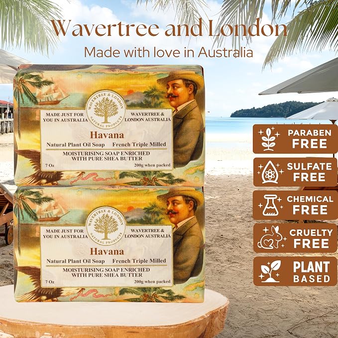 Wavertree & London Havana Scented Natural Soap, 7oz Moisturizing French Triple - Image 2