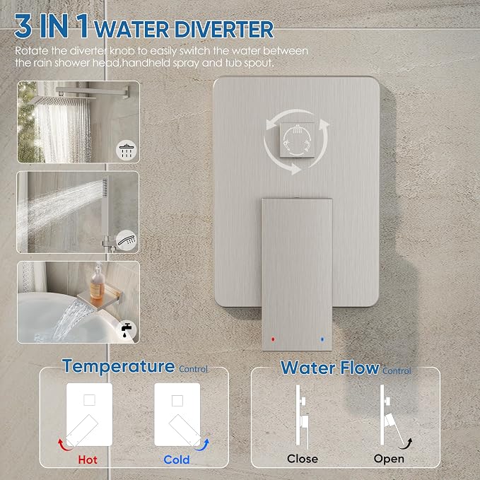 Tub Shower System, All Metal Tub Shower Faucet Set - Image 8