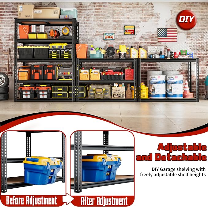 2050LBS Storage Shelves Heavy Duty 5 Tier Garage Storage Shelving, Adjustable - Image 7