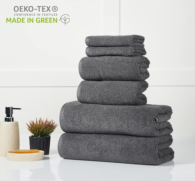 6 Piece Towel Set, 680 GSM 100% Cotton, 2 Hand Towels, 2 Wash Cloths-Ultra Soft - Image 9