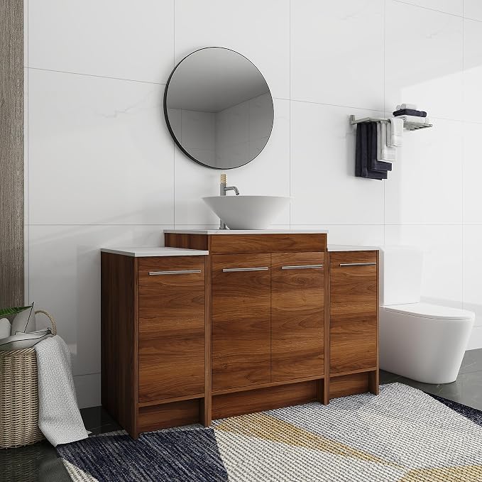 48 Inch Bathroom Vanity with Sink, Modern Brown Bathroom Vanity with Side by ARTCHIRLY