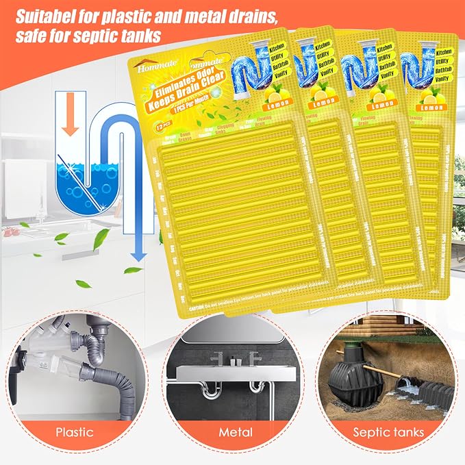 Drain Sticks Bio-Flow Drain Cleaner Sticks Lemon Scent Odor Remover - Image 7
