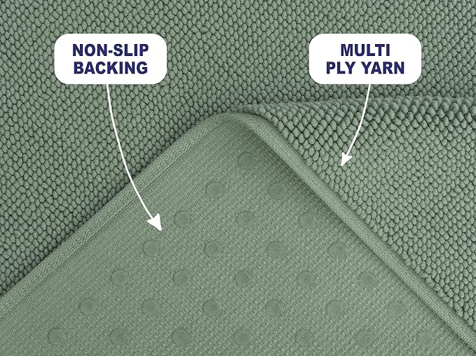 American Soft Linen Bath Rug, 17 in 24 in 100% Cotton Bath Mats Rugs - Image 2