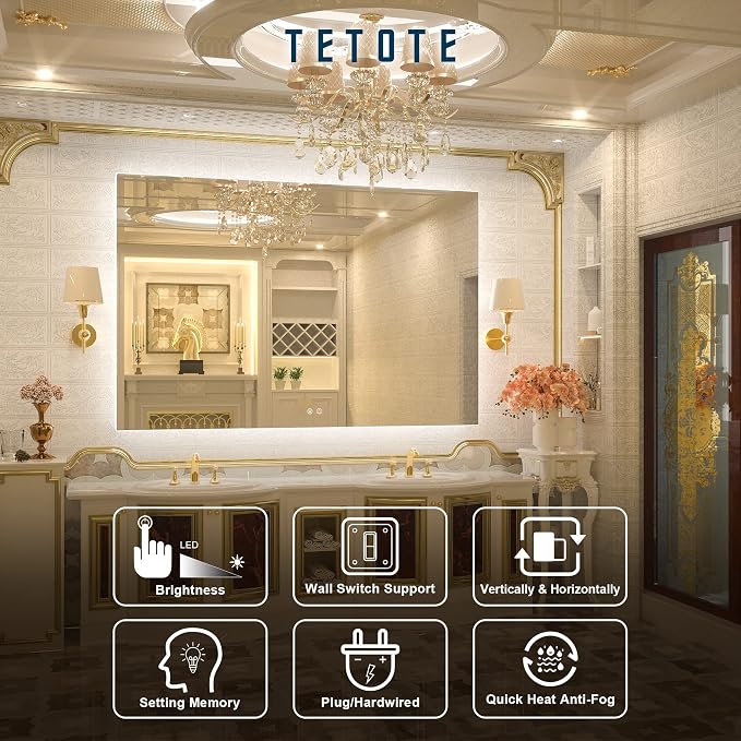 TETOTE 60 x 40 LED Backlit Bathroom Mirror - Image 5