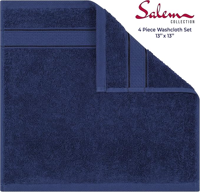 American Soft Linen Salem Washcloth Sets, 4 Piece Luxury 600 GSM 100% Cotton - Image 4