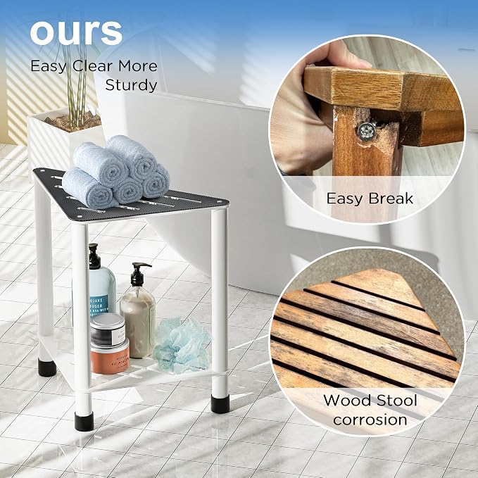 Stainless Steel Shower Stool for Inside Shower, 15.4'' H Shower Foot Rest - Image 6