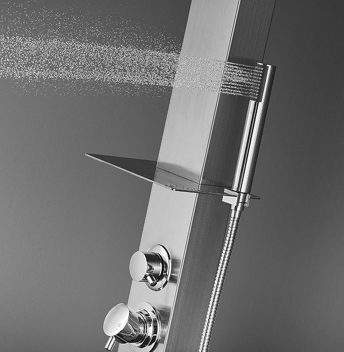 RENO 316 Marine Grade Brushed Stainless Steel Massage Outdoor Shower Panel - Image 8