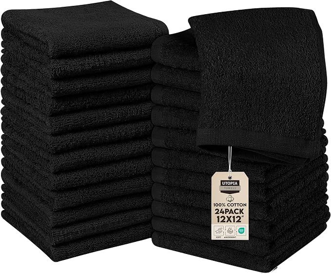 Utopia Towels 24 Pack Cotton Washcloths Set, 100% Ring Spun Cotton, Highly by UTOPIATOWELS