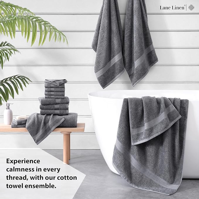 LANE LINEN 100% Cotton Luxury Bath Towel Set - Image 3
