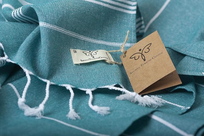 SMYRNA TURKISH COTTON Classical Series Turkish Hand Towels Set of 2, 18x30 inch - Image 2
