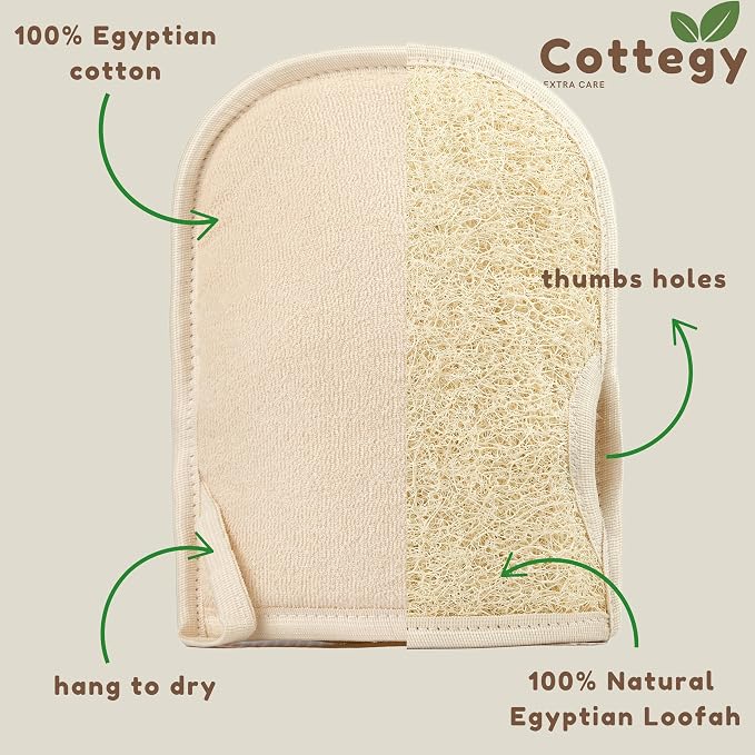 Premium Exfoliating Loofah Gloves – Natural Egyptian Loufa Sponge Body Scrubber - Image 5