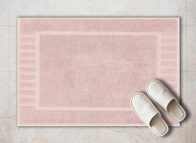 White Classic Luxury Bath Mat Floor Towel Set - Image 7