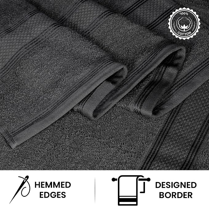 Casa Lino Charcoal Black Bath Towels Set of 4 - Image 5