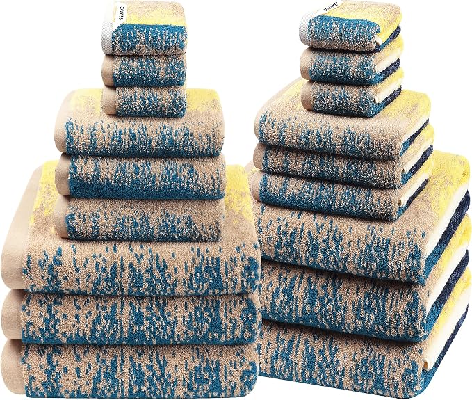 SEMAXE 18-Pack Bath Towel Set Include 6 Bath Towels, 6 Hand Towels, 6 Wash by SEMAXE