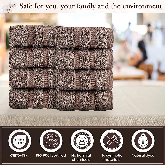 HALLEY Turkish 8 Pack Premium Washcloths 650 GSM Highly Absorbent Super Soft - Image 4
