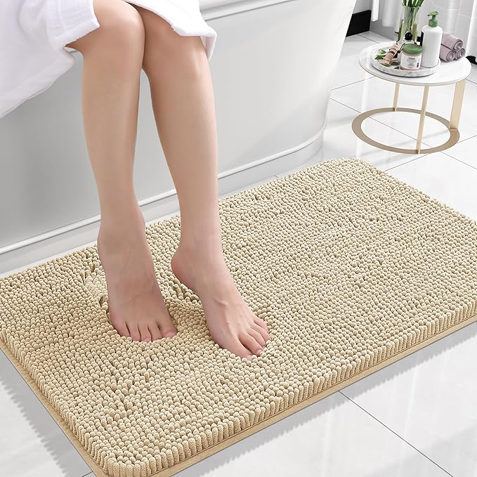 OLANLY Bathroom Rugs 24x16, Extra Soft Absorbent Chenille Bath Rugs, Rubber by OLANLY