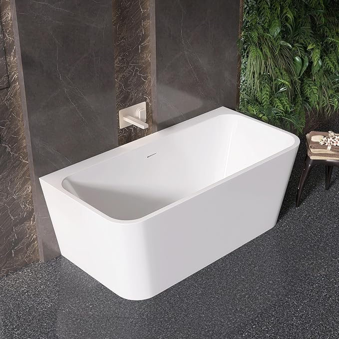 59" Acrylic Back-to-Wall Bathtub, Freestanding Bathtubs, Stand Alone Tub - Image 5