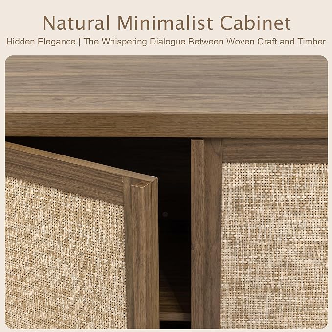 Yechen 67" Tall Kitchen Pantry Cabinet, Rattan Storage Cabinet - Image 7