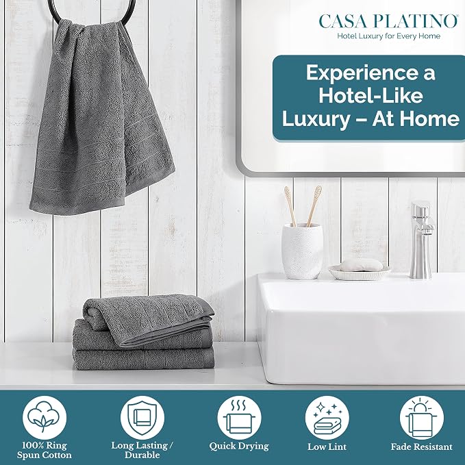 Casa Platino 100% Mercerized Cotton Hand Towels - Image 2