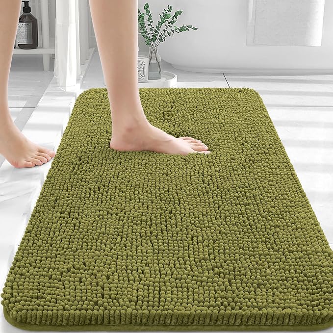 OLANLY Bathroom Rugs 30x20, Extra Soft Absorbent Chenille Bath Rugs, Rubber by OLANLY