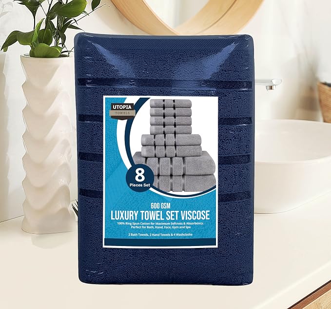 Utopia Towels 8 Piece Luxury Towel Set, 2 Bath, 2 Hand, and 4 Wash Cloths - Image 10