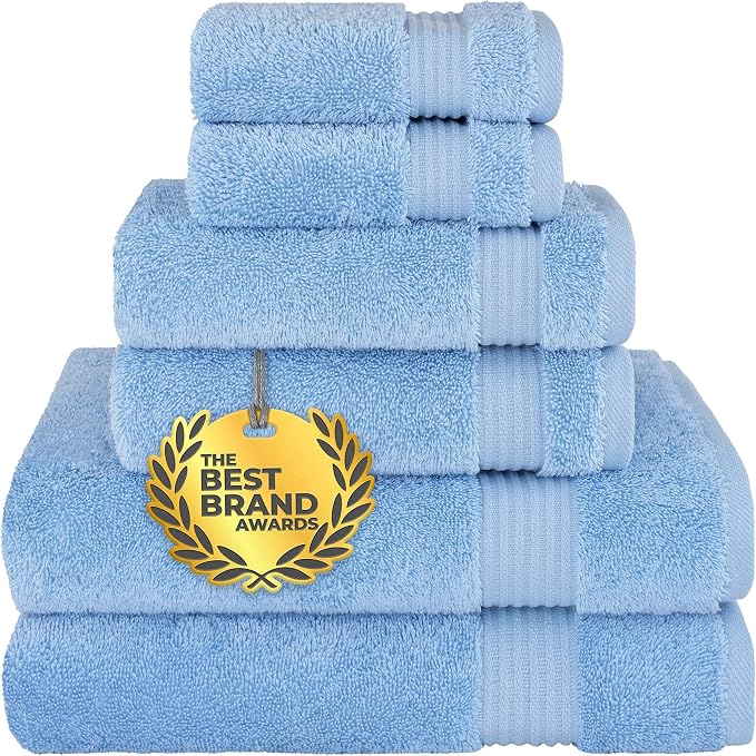 Cotton Paradise 6 Piece Towel Set 100% Cotton Soft Absorbent Turkish Towels by UNITEDHOMETEXTILE