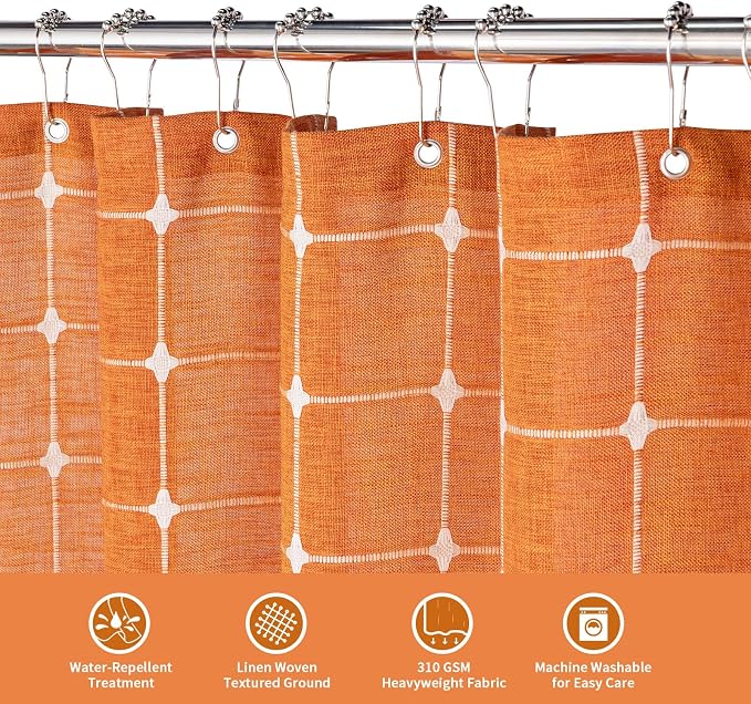 MitoVilla Orang Farmhouse Shower Curtain Set 72 x 78, Boho 78 inch Long - Image 3