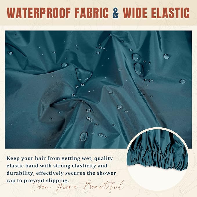 Reusable Shower Cap for Women, Stylish Large Waterproof Shower Bonnet Washable - Image 6