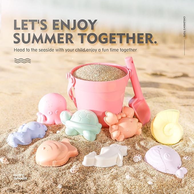 MarcZero 11Pcs Silicone Beach Toys, Modern Baby Beach Toys, Travel Friendly - Image 3