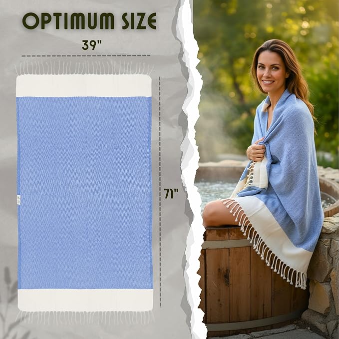 Bazaar Anatolia Turkish Beach Towel 100% Cotton Bath Towels 71x39 Quick Dry - Image 3
