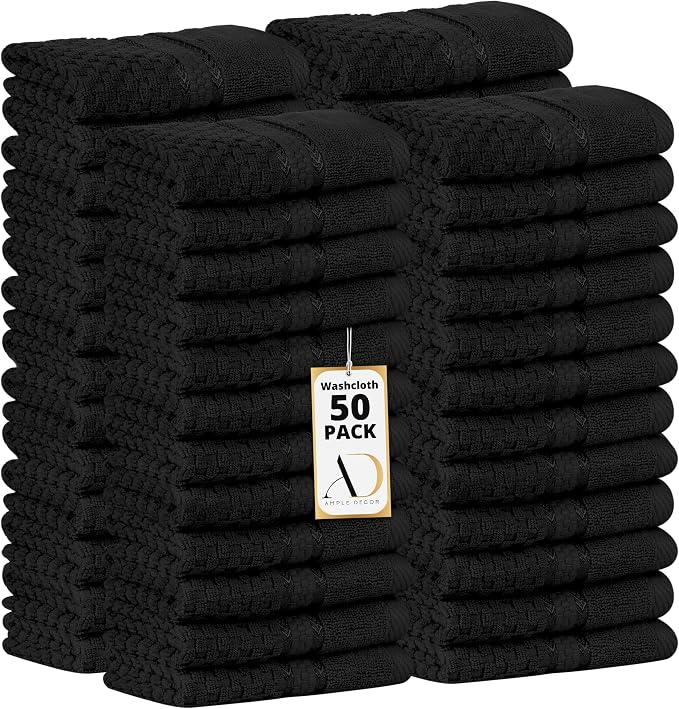 Ample Decor 100% Cotton Washcloths Set of 50 by AmpleDecor