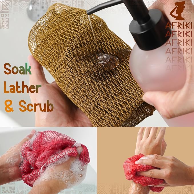 AFRIKI African Net Sponge – Exfoliating Body Scrubber, All Skin Types | 45 in - Image 5